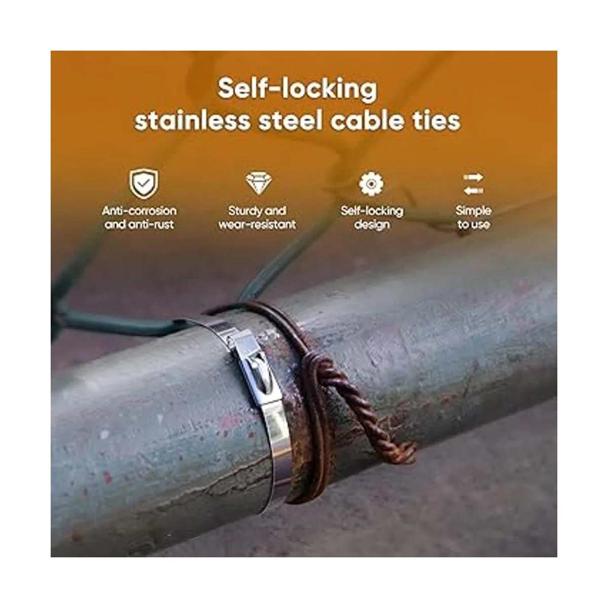 Sinlon Bridas de metal resistentes con cortador de lazo_2