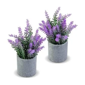 CADNLY Planta de lavanda artificial en macetas flores_1