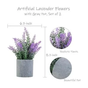CADNLY Planta de lavanda artificial en macetas flores_6