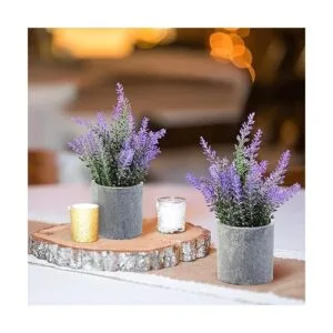 CADNLY Planta de lavanda artificial en macetas flores_4