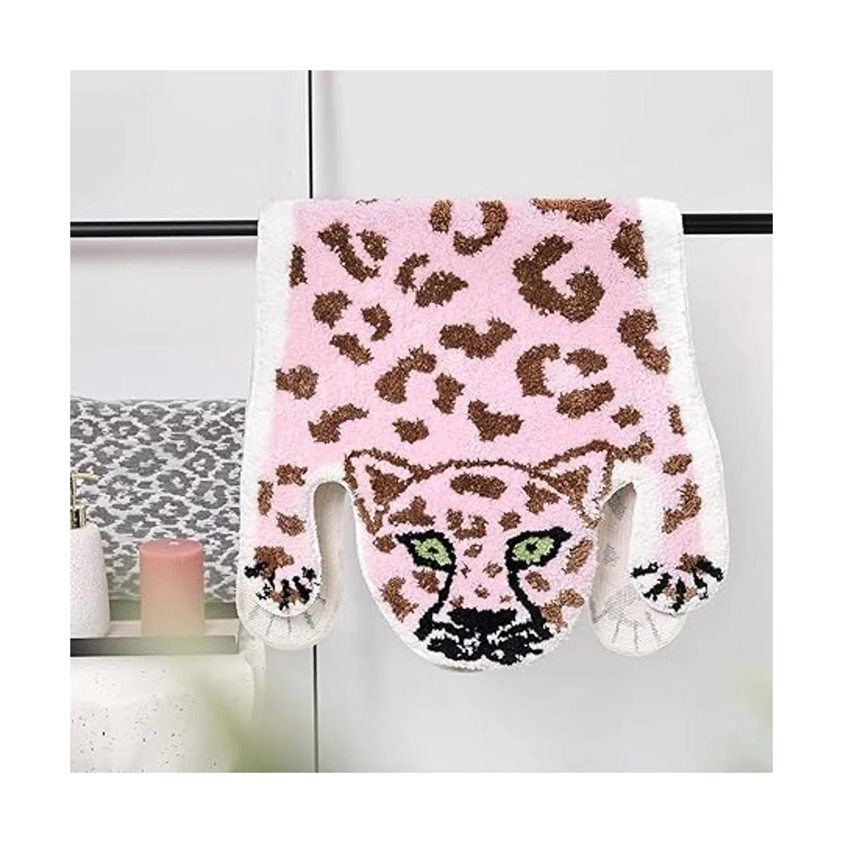 Panstar Lindo tapete de baño de leopardo rosa para baño_7
