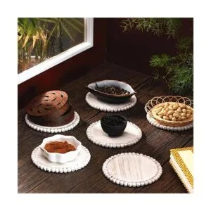 Juego de 6 posavasos de madera con cuentas de 3.94_4
