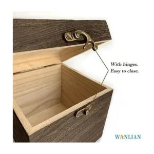 Caja de pañuelos de madera cuadrada con tapa con bisagras_3