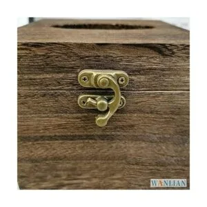 Caja de pañuelos de madera cuadrada con tapa con bisagras_4