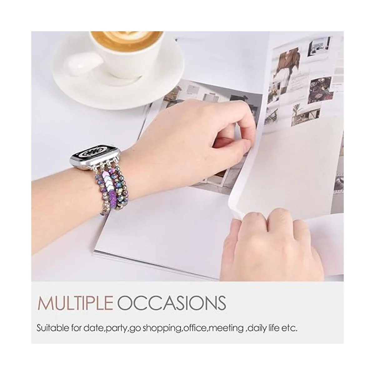 MOFREE Pulsera de cuentas compatible con Apple Watch Band_5