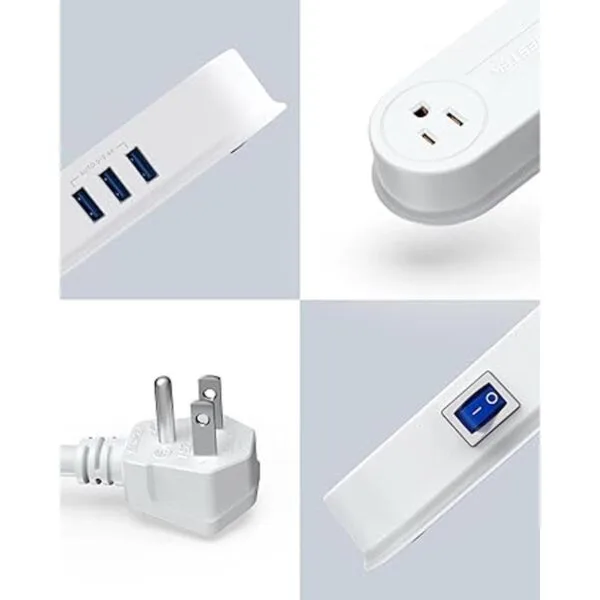 BESTEK Tira de alimentación pequeña con 3 puertos USB 2_6