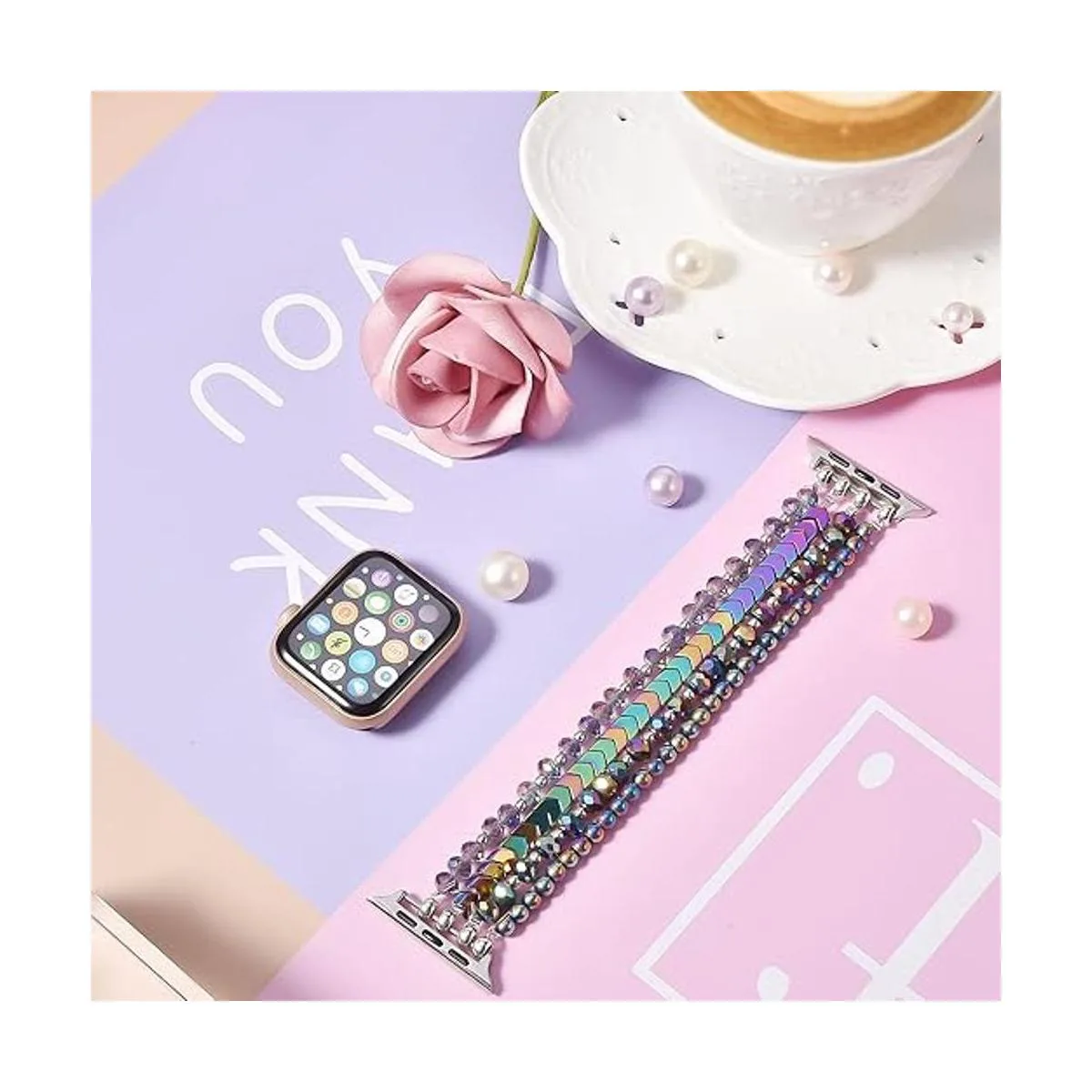 MOFREE Pulsera de cuentas compatible con Apple Watch Band_2