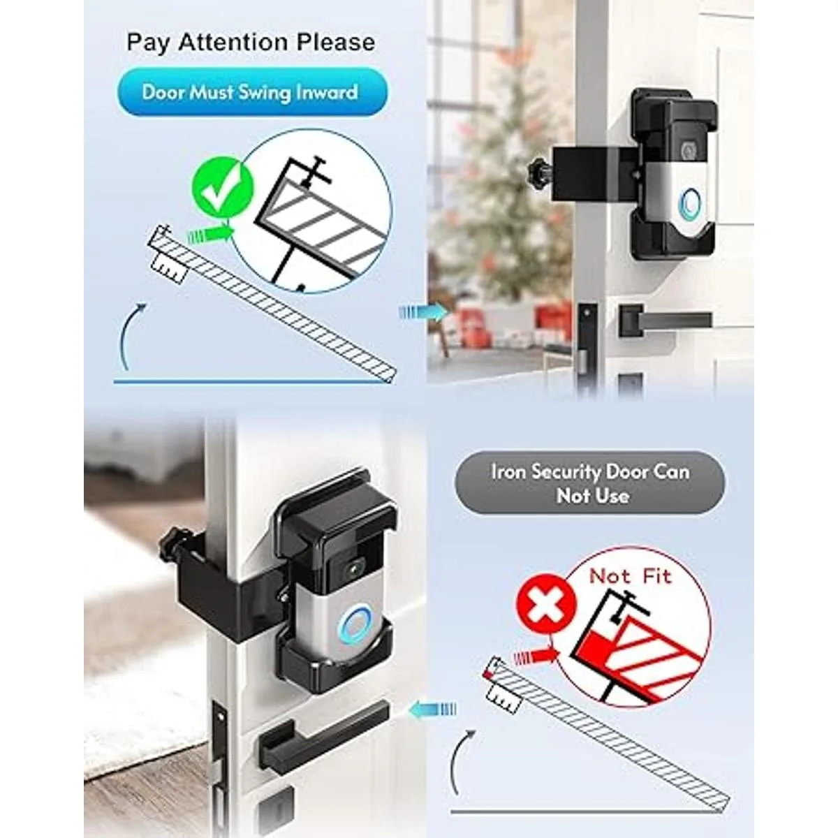 COOLWUFAN Soporte de timbre de video antirrobo soporte de_6