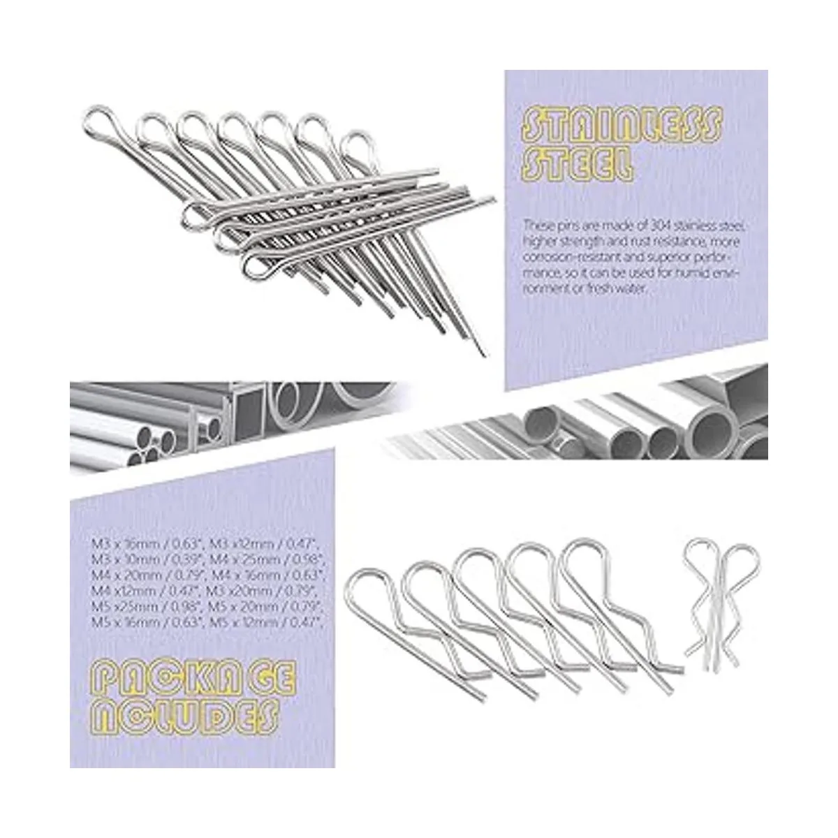 Swpeet 122 piezas de acero inoxidable 304 M4 M6 M8 con_3