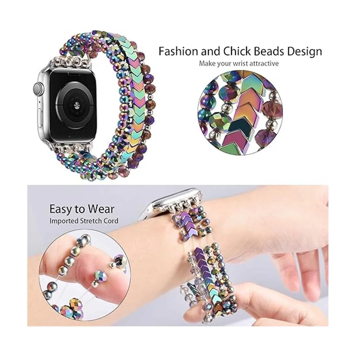 MOFREE Pulsera de cuentas compatible con Apple Watch Band_4