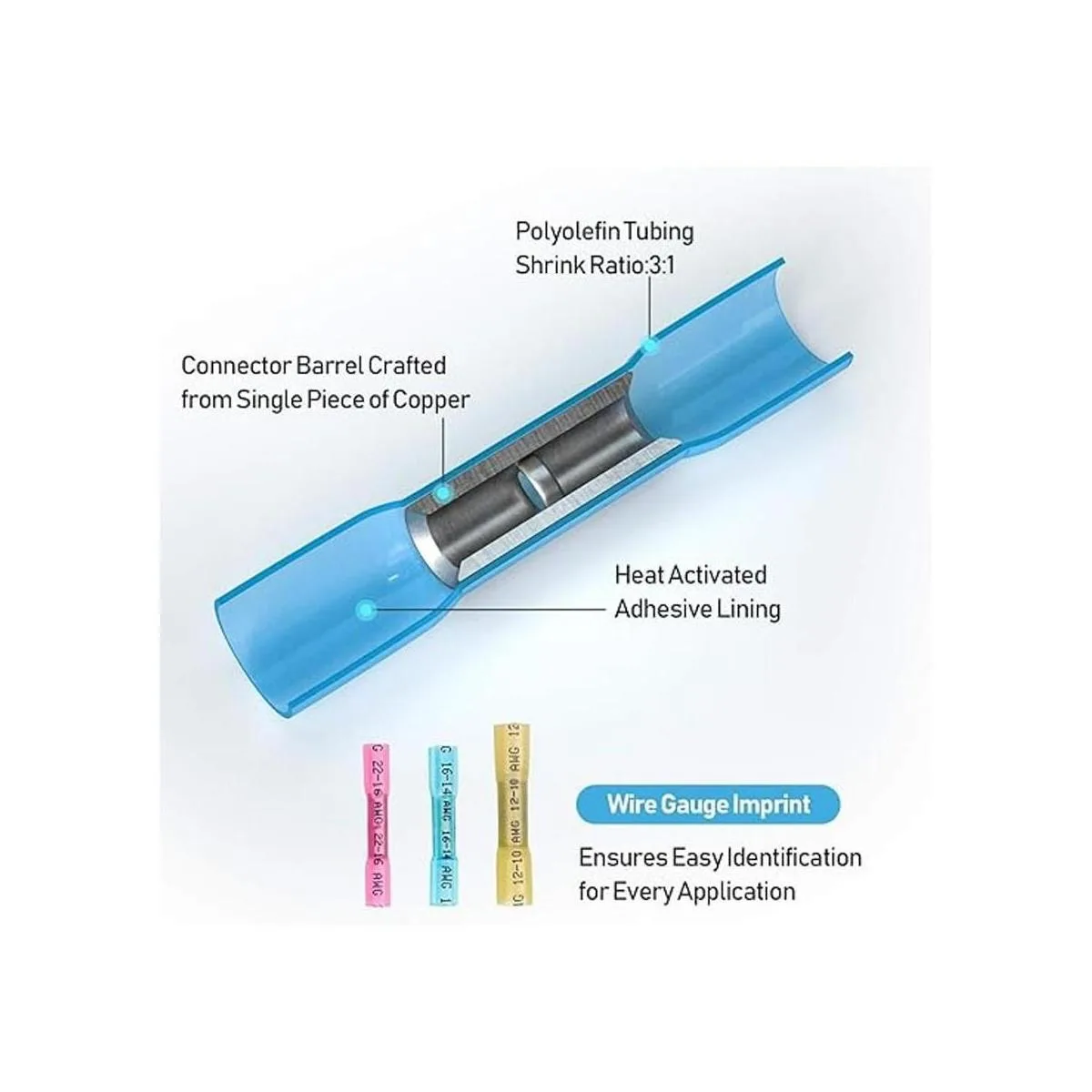 TICONN Kit de 200 conectores termorretráctiles terminales_2