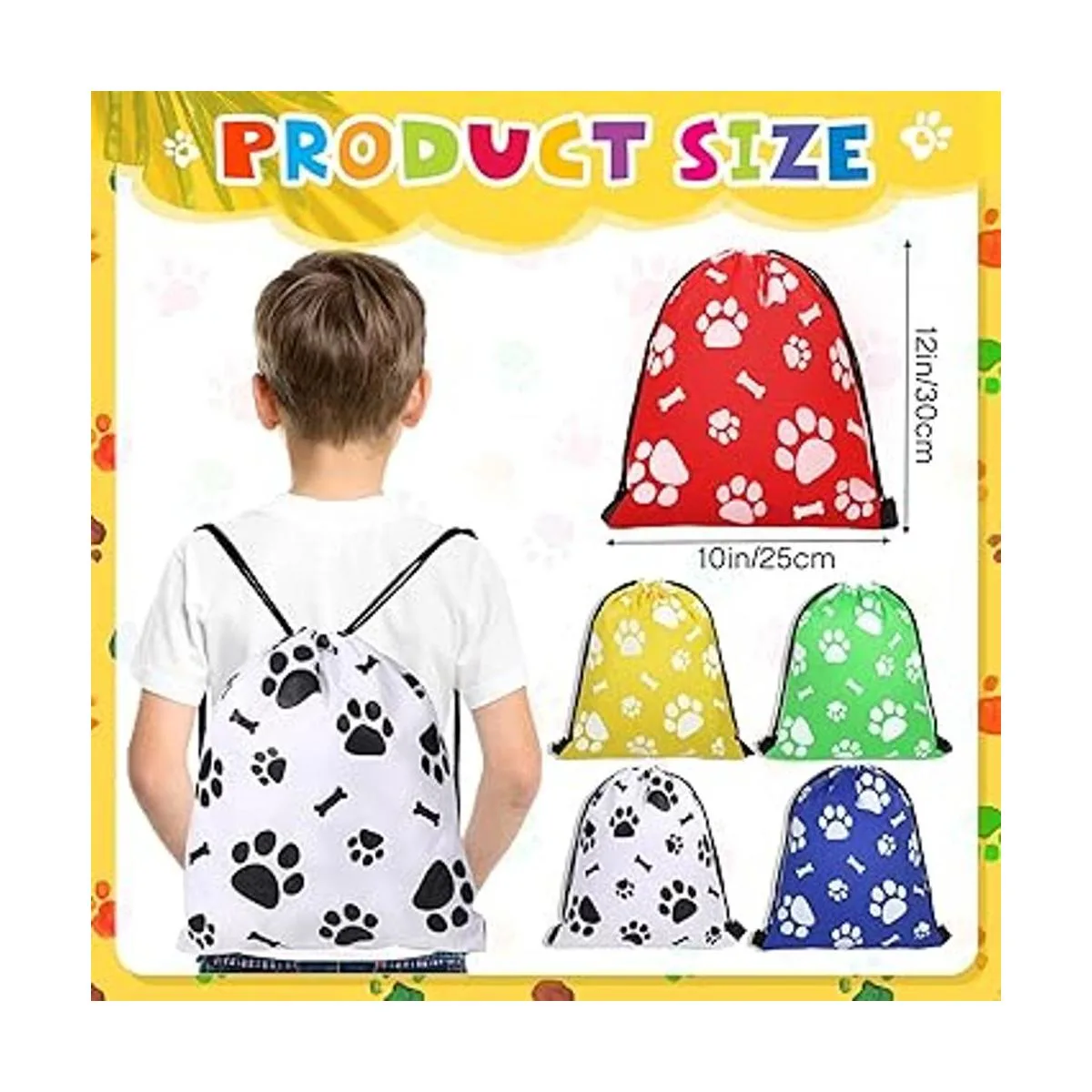 20 bolsas con cordón con estampado de patas_2