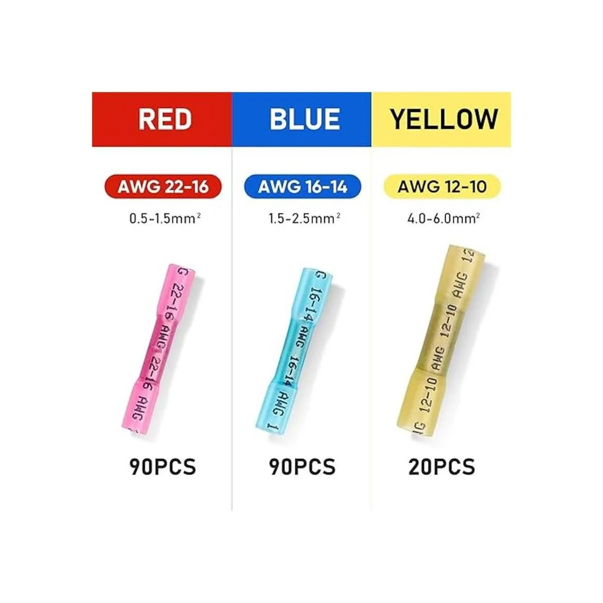 TICONN Kit de 200 conectores termorretráctiles terminales_4