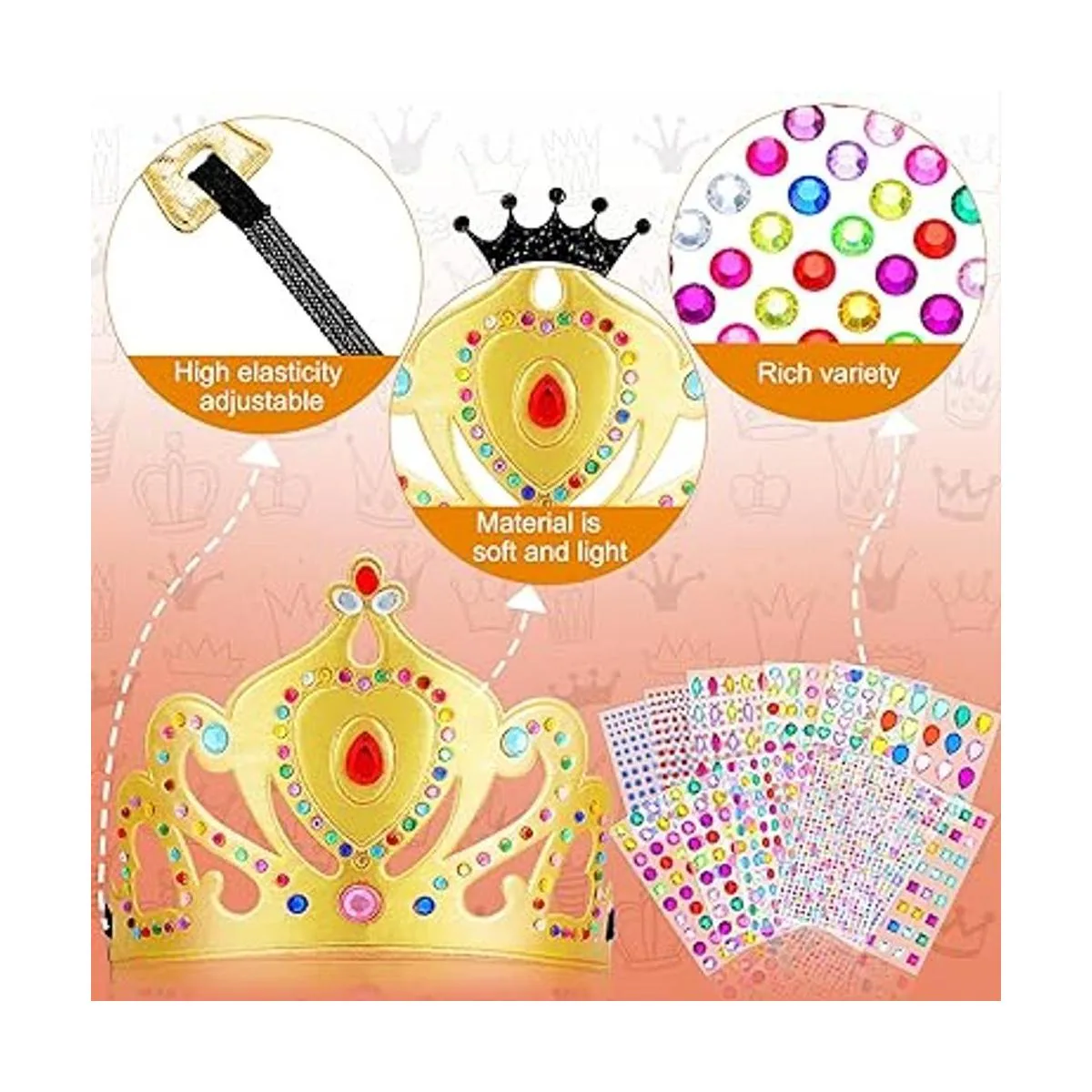 24 coronas de espuma para que los niños decoren tiaras de_4