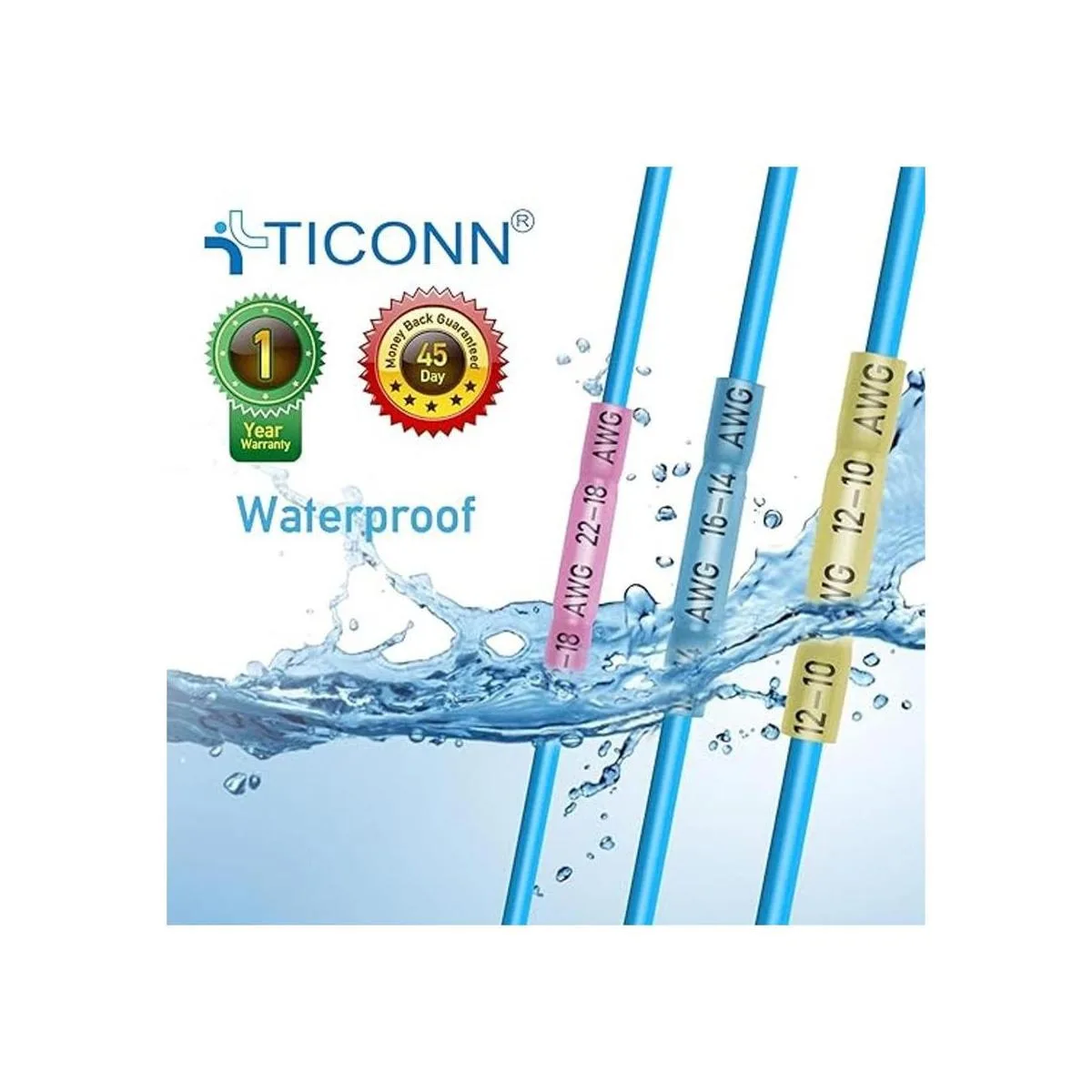 TICONN Kit de 200 conectores termorretráctiles terminales_7