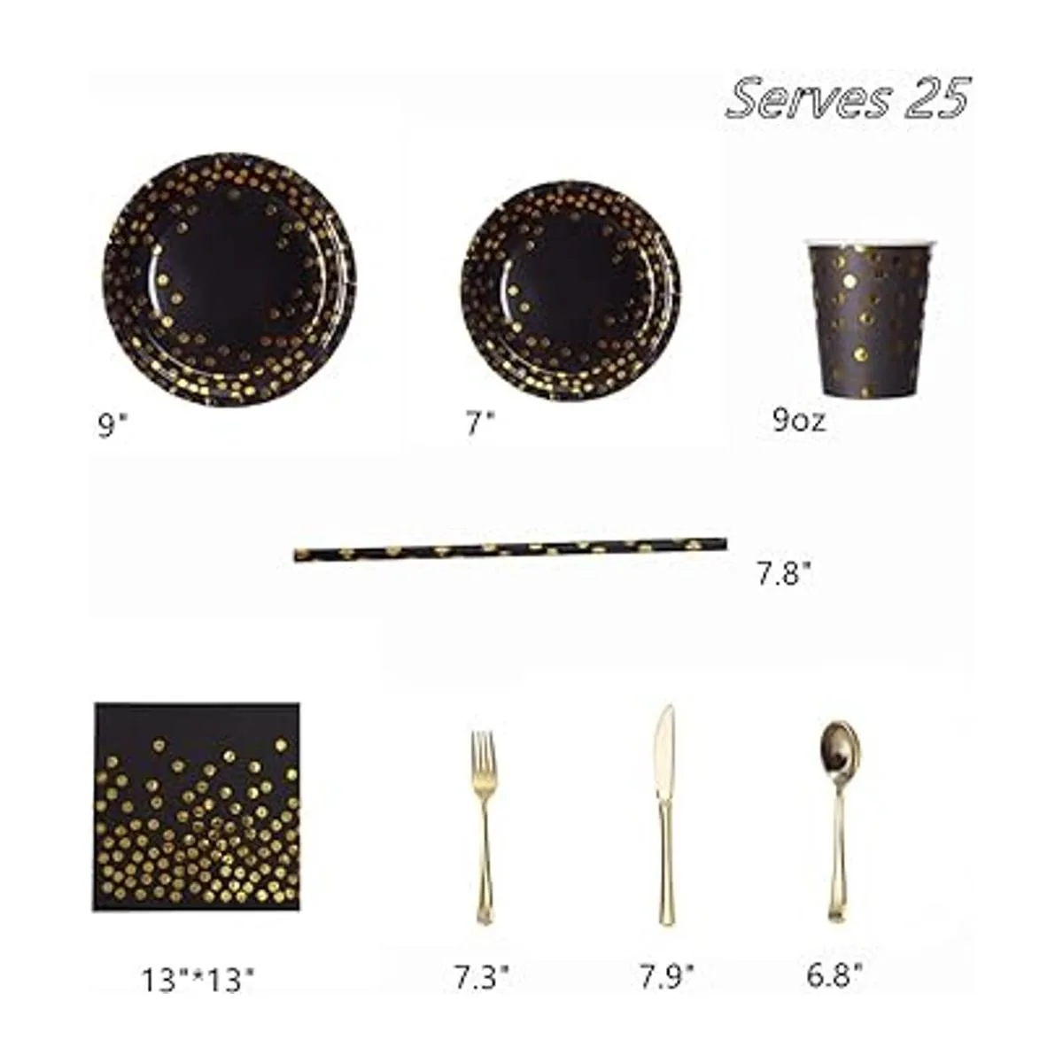 200 piezas de suministros negros para fiestas platos de_2