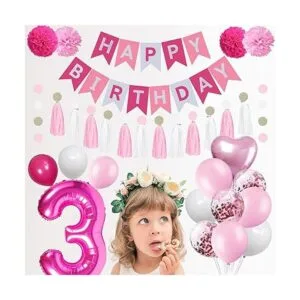 Decoraciones de cumpleaños de 3 años para niña globos de_3
