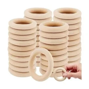 Paquete de 100 anillos de madera natural sin terminar de_1