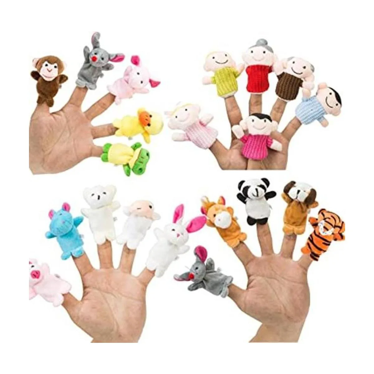Juego de marionetas de dedo 20 piezas 6 miembros de la_1
