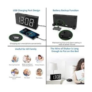 Reloj despertador súper fuerte con agitador de cama para_6