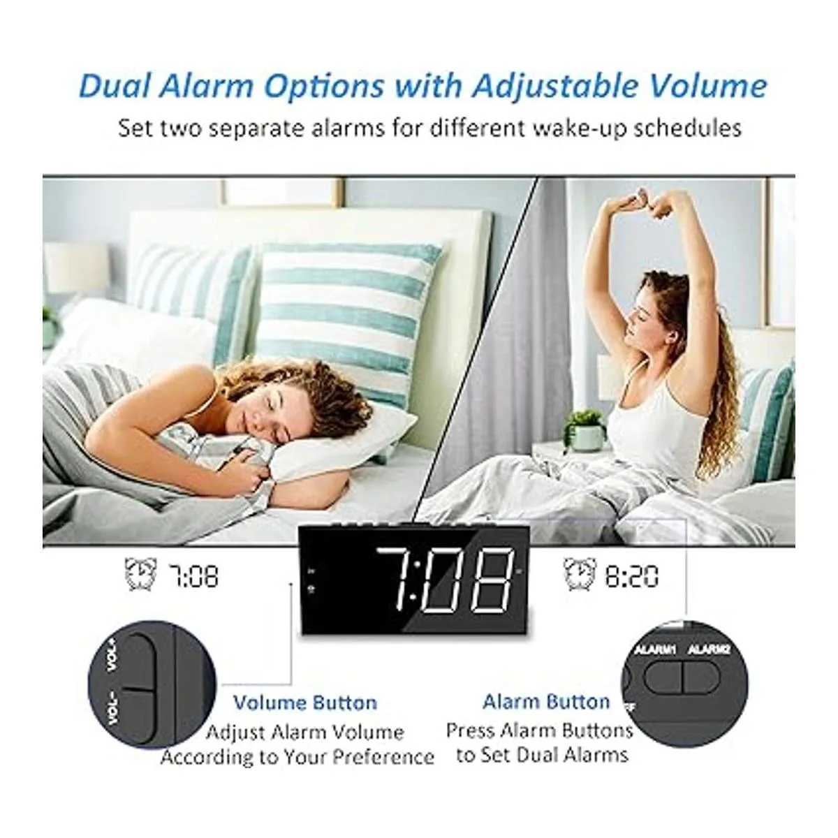 Reloj despertador súper fuerte con agitador de cama para_4