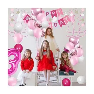 Decoraciones de cumpleaños de 3 años para niña globos de_4