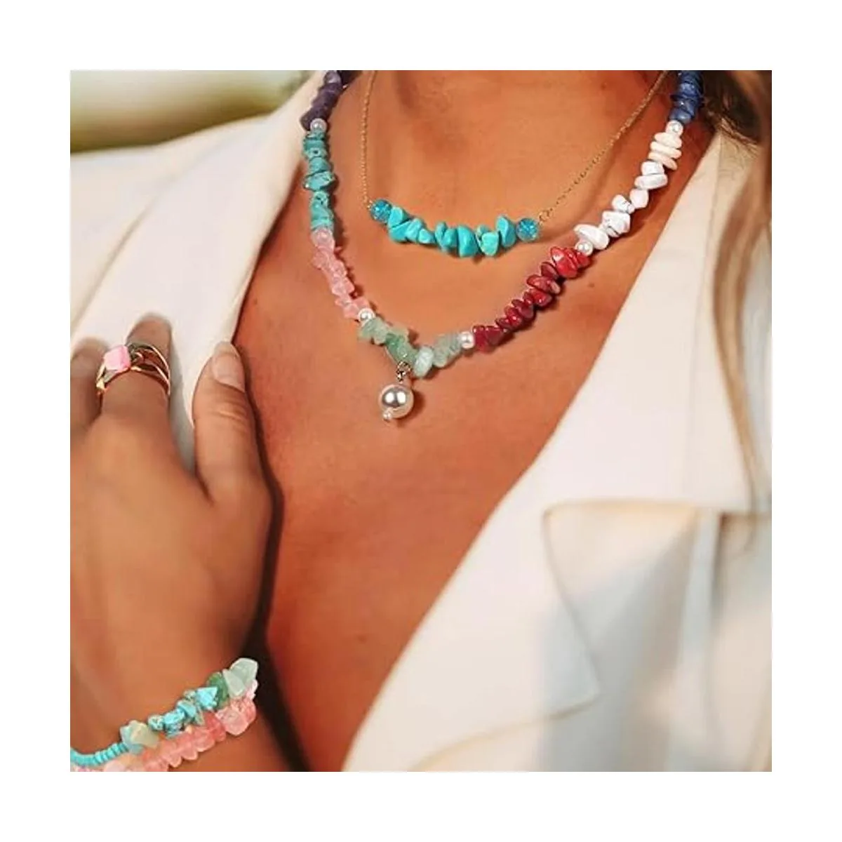 Cuentas de piedra de cristal de 32 colores para hacer_6
