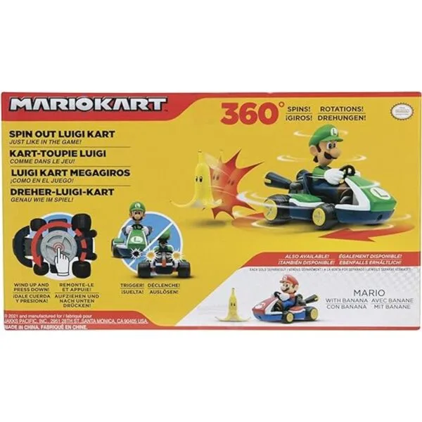 SUPER MARIO Spin Out Mariokart Vehículo Luigi Racer de_7