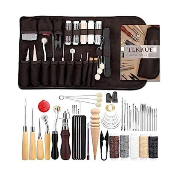 TLKKUE Herramientas de trabajo de cuero kit de costura de_1