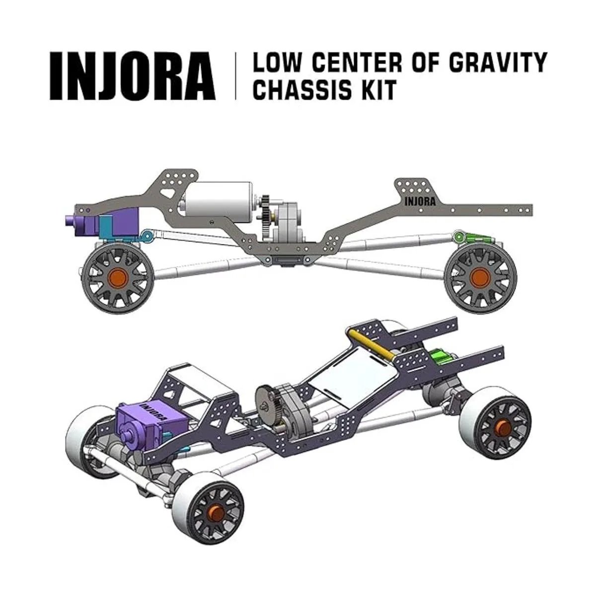 INJORA Kit de chasis de fibra de carbono bajo centro de_6