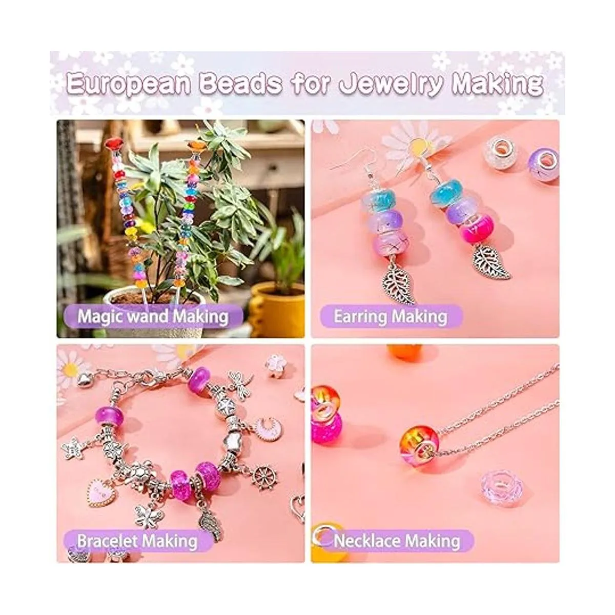 Surtido de cuentas espaciadoras europeas de agujeros_4