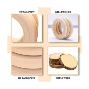 Paquete de 100 anillos de madera natural sin terminar de_5