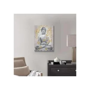 Lienzo de Buda con lámina dorada estampado texturizado de_5