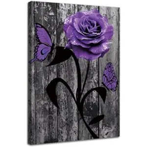 Lienzo decorativo para pared diseño de flores moradas_1