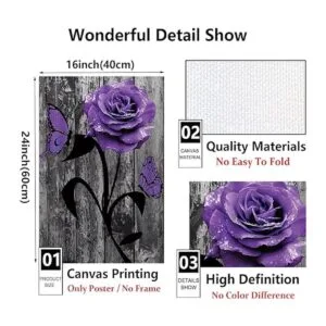 Lienzo decorativo para pared diseño de flores moradas_4
