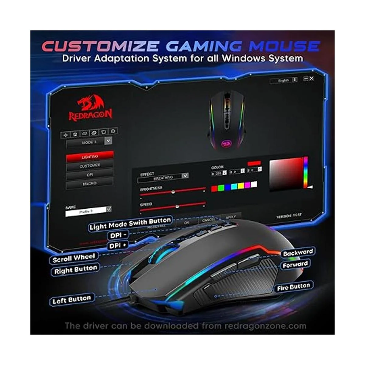 Ratón para juegos Redragon PC Gaming Mouse con_5