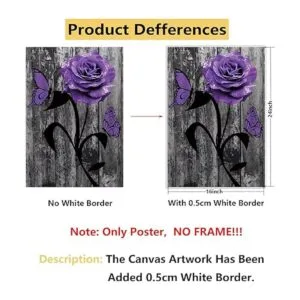 Lienzo decorativo para pared diseño de flores moradas_3
