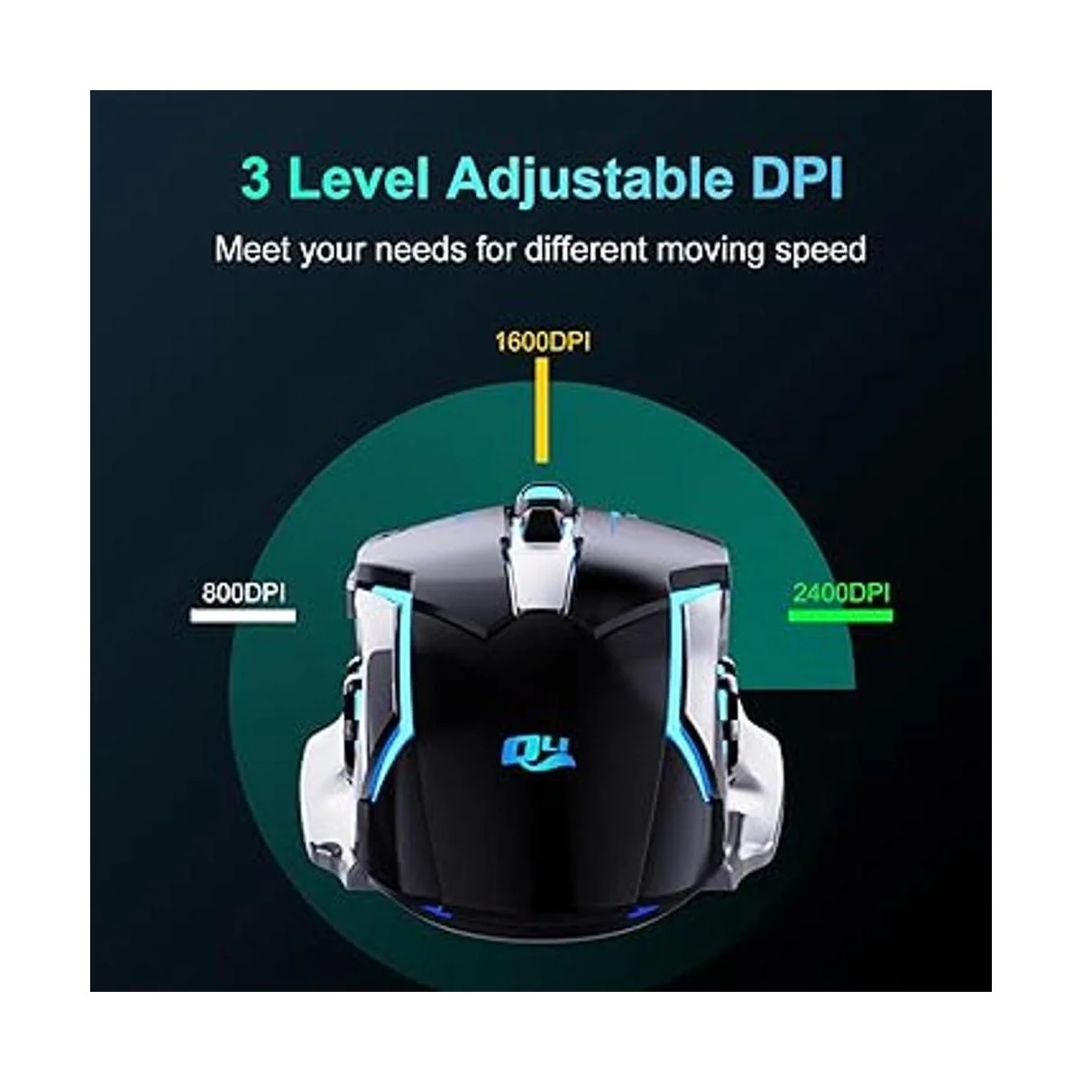 QELIROKY Nuevo mouse inalámbrico recargable de 2.4 G para_7