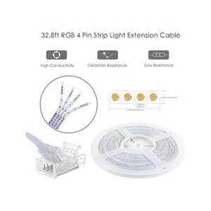 VIPMOON Cable de extensión RGB de 32.8 pies y 4 pines y 10_5