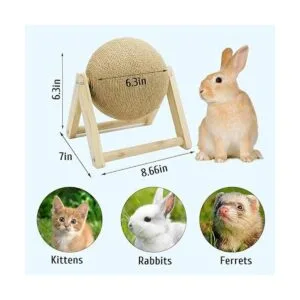 Fhiny Rabbit Scratch Toy Natural Solid Wood Sisal_3
