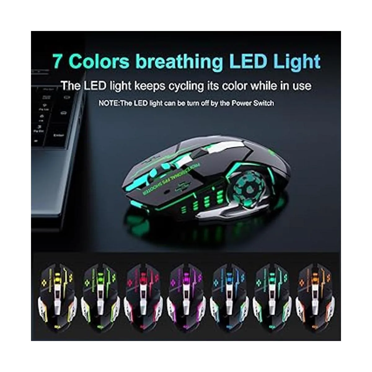 QELIROKY Nuevo mouse inalámbrico recargable de 2.4 G para_6