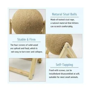 Fhiny Rabbit Scratch Toy Natural Solid Wood Sisal_5