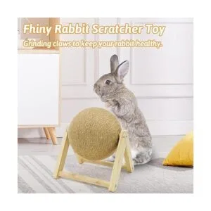 Fhiny Rabbit Scratch Toy Natural Solid Wood Sisal_2
