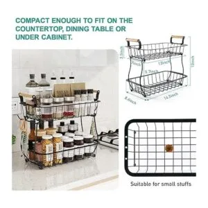 Cesta de frutas de 2 niveles con 2 ganchos de plátano_7