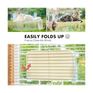 Percha para ventana de gato resistente con marco de acero_2