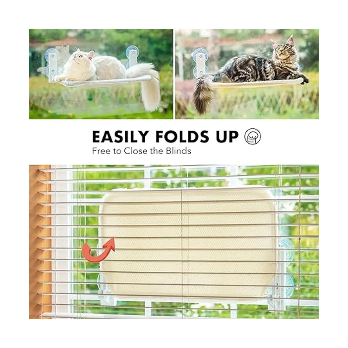 Percha para ventana de gato resistente con marco de acero_2