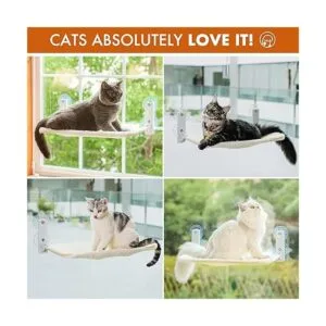 Percha para ventana de gato resistente con marco de acero_6