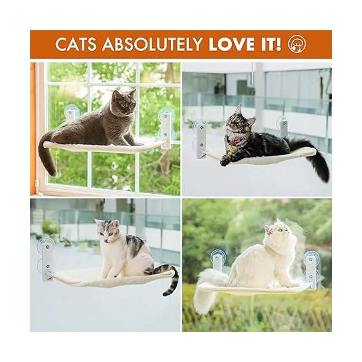 Percha para ventana de gato resistente con marco de acero_6