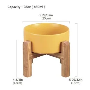 Cuenco elevado de cerámica para gatos con soporte de_2