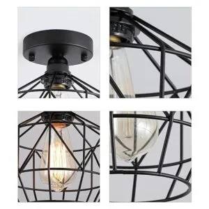 QS Lámpara de techo de montaje semiempotrada negra_7